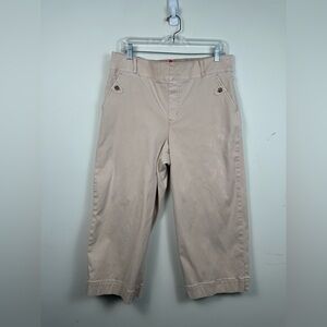 Spanx Pants Womens 1X Pale Pink Beige Stretch Twill Wide Leg Crop Pull On